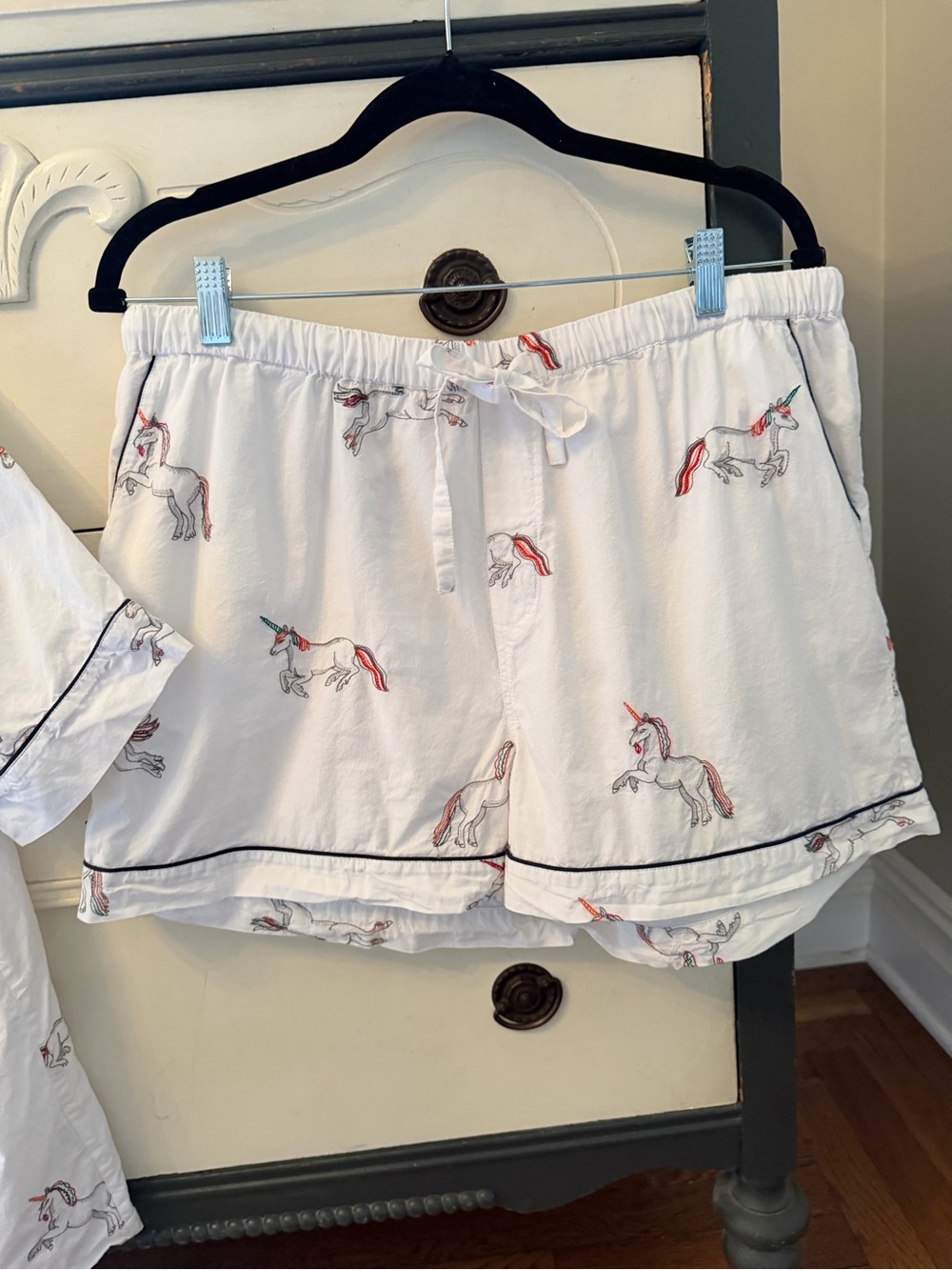 Printfresh Embroidered White Unicorn Short PJ Set Organic Cotton Size Large - Picture 3 of 10